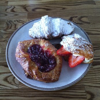 Mr Baker - Berry Danish, Matcha Cream filled Green Tea Croissant, and a Strawberries and Cream Croissant. - Bakeries Near Me - Rancho Cucamonga, California