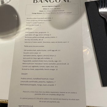 Bancone - Menu - Italian Near Me - London, XGL Bancone - Menu - Italian Near Me - London, XGL