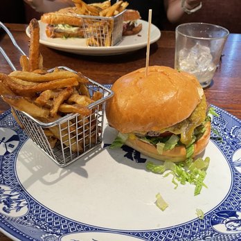 MoCo's Founding Farmers - Cheeseburger and Ruben Sandwich - New American Near Me - Potomac, Maryland