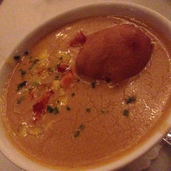 Ocean Prime - Cup of lobster bisque with a corn fritter - Seafood Near Me - Beverly Hills, California