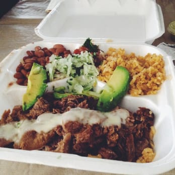 Taco Grande - To-go Grande plate w/ pinto beans, spanish rice, and lengua. Topped w/ avocado, salsa, and cilantro & onions. - Mexican Near Me - Fresno, California Taco Grande - To-go Grande plate w/ pinto beans, spanish rice, and lengua. Topped w/ avocado, salsa, and cilantro & onions. - Mexican Near Me - Fresno, California