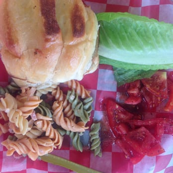 Lobster Shack - Mahi mahi sandwich with delicious pasta salad - Seafood Near Me - Islamorada, Florida