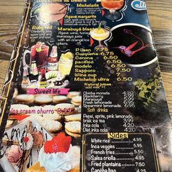 Inca fusion cantina - Menu