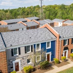 Cenvar Roofing - Roanoke - Newly installed grey shingles on a townhouse complex