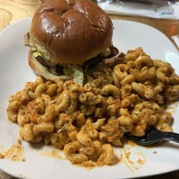 Goida burger and mac and cheese.