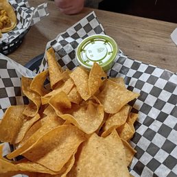 $4 for chips, pretty tasty $4 guac, worst guac ever $4 for chips, pretty tasty $4 guac, worst guac ever