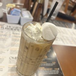 Caramel Iced Latte with a sweet surprise marshmallow