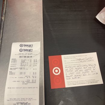 Target - Receipt and a feedback I wrote about my cashier. - Department Stores Near Me - Miami, Florida
