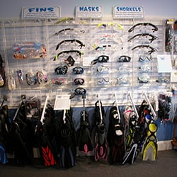 Blue Octopus Scuba - Mask & Fins in the retail store.