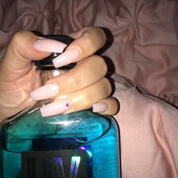 Poway Nails & Spa - acrylic coffin full set with Aurora rhinestones - Nail Salons Near Me - Poway, California