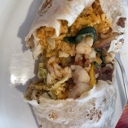 Huge Shrimp Burrito Especial (requested no beans) $10.50