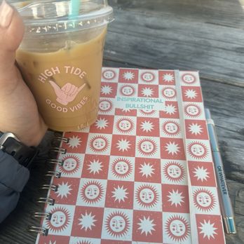 High Tide Coffee - Small honey lavender latte and journal - Coffee Roasteries Near Me - Oceanside, California