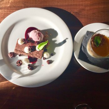 1889 - Dessert!  Very well presented.  The espresso chocolate torte on the left was more than enough for the two of us and very good - Cocktail Bars Near Me - Missoula, Montana