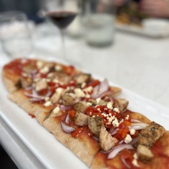 Waters Edge Wineries - Greek flatbread with added chicken -$25 - Wineries Near Me - Norfolk, Virginia Waters Edge Wineries - Greek flatbread with added chicken -$25 - Wineries Near Me - Norfolk, Virginia