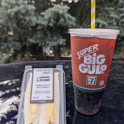 7-Eleven - Japanese-style egg salad sandwich and a super big gulp