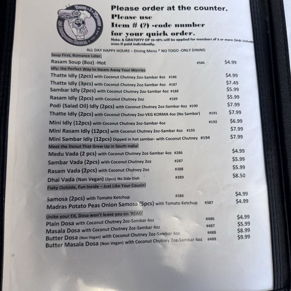 Dosa Express - Menu - Indian Near Me - FREMONT, California