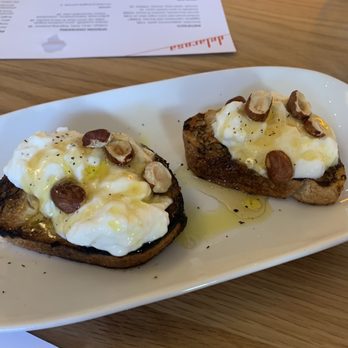 Delarosa Bishop Ranch - Burrata with drizzled honey. Tastes amazing, would be great to DIY at home for breakfast - Pizza Near Me - San Ramon, California