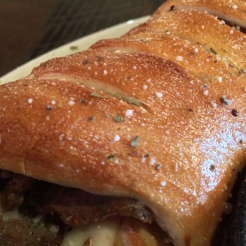 Five Points Pizza - Stromboli with sliced meatballs, red onion, garlic, house shredded mozzarella, and a side of marinara sauce - Italian Near Me - Nashville, Tennessee