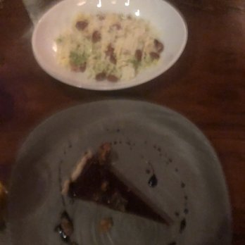 Late Harvest Kitchen - 1st course: Shaved Brussels Sprouts Salad and glazed Chicken Liver Tart - New American Near Me - Indianapolis, Indiana Late Harvest Kitchen - 1st course: Shaved Brussels Sprouts Salad and glazed Chicken Liver Tart - New American Near Me - Indianapolis, Indiana