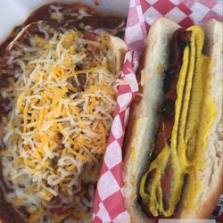 Highway Bar & Grill - Chili cheese hot dog and hot dog with mustard