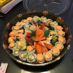 Mix sashimi, California Roll, Spicy Salmon Roll, Spicy Crab Roll (8 pcs), Salmon Nigiri, BBQ Eel Nigiri & Shrimp Sushi Mix sashimi, California Roll, Spicy Salmon Roll, Spicy Crab Roll (8 pcs), Salmon Nigiri, BBQ Eel Nigiri & Shrimp Sushi