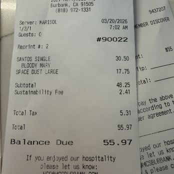 Diane Mina's Backyard Bar & Eats - Receipt - Beer Bar Near Me - Burbank, California Diane Mina's Backyard Bar & Eats - Receipt - Beer Bar Near Me - Burbank, California