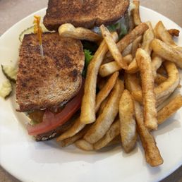 Grilled Chicken Avocado sandwich with fries