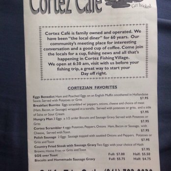Cortez Cafe - Menu. - Greek Near Me - Cortez, Florida