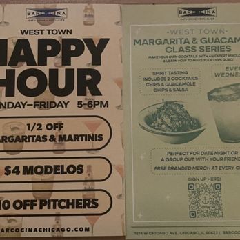 Barcocina West Town - Happy hour and margarita class (including guacamole. espresso/ cold brew martinis, as well as a tequila tasting)! - Tacos Near Me - Chicago, Illinois