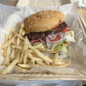 Corner Bar & Grill - a hamburger and french fries - Gastropubs Near Me - Fenton, Michigan