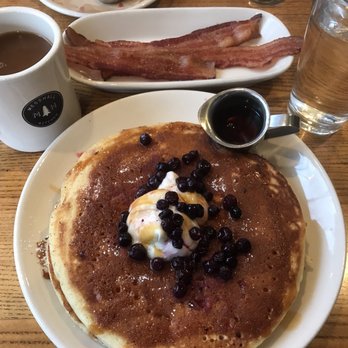 MESSHALL - Huckleberry pancakes with a side of delicious bacon (and mediocre coffee) - Breakfast & Brunch Near Me - Los Angeles, California