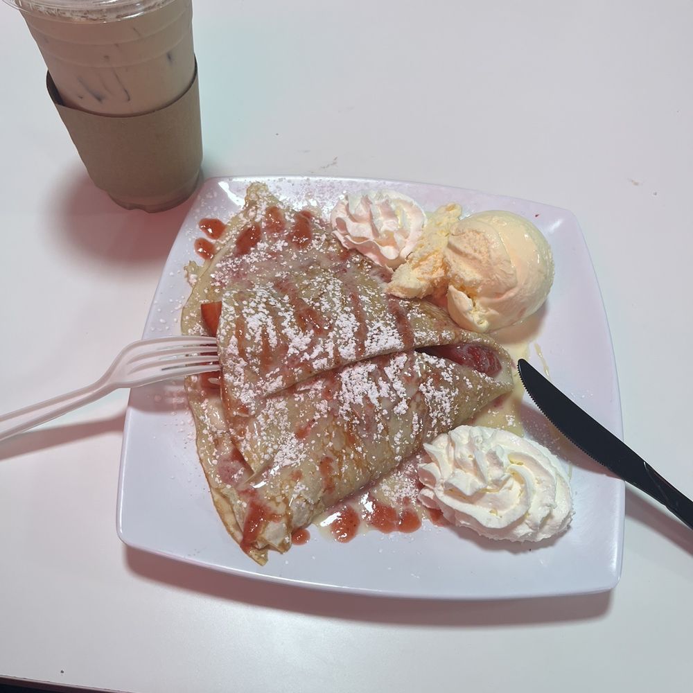 Horchata Frappe Strawberry Cheesecake Crepe