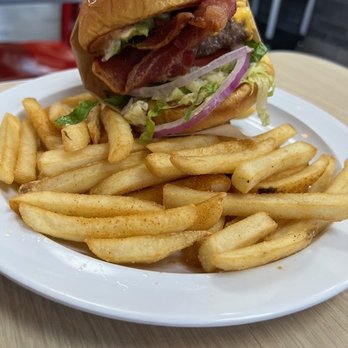R Burgers - #7 R Burger, fries with season salt - Burgers Near Me - Redlands, California