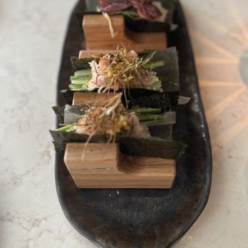 Brush Sushi - Temaki (Yellowtail Jalapeño and Black pepper Wagyu) - Japanese Near Me - Atlanta, Georgia Brush Sushi - Temaki (Yellowtail Jalapeño and Black pepper Wagyu) - Japanese Near Me - Atlanta, Georgia