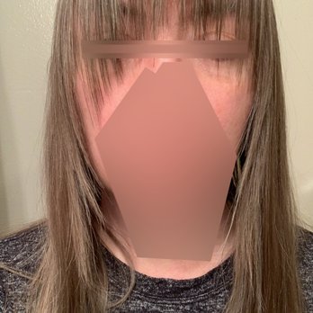 Hair By Jacki - Jagged/choppy uneven bangs and strange layers on the sides that are also uneven. - Hair Stylists Near Me - Las Vegas, Nevada Hair By Jacki - Jagged/choppy uneven bangs and strange layers on the sides that are also uneven. - Hair Stylists Near Me - Las Vegas, Nevada