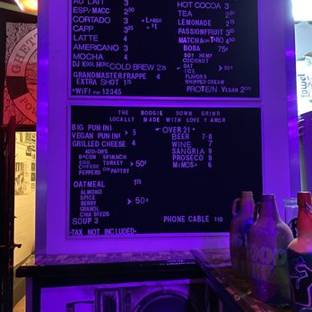 The Boogie Down Grind - The menu on the wall (inside) - Coffee & Tea Near Me - Bronx, New York