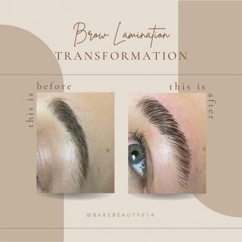 Bare Beauty - Before and after a brow lamination! - Waxing Near Me - Columbus, Ohio Bare Beauty - Before and after a brow lamination! - Waxing Near Me - Columbus, Ohio