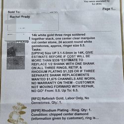 Summerwind Jewelers & Goldsmiths - Initial quote with updated prices
