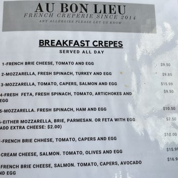 Au Bon Lieu - Breakfast Crêpe menu - French Near Me - Hershey, Pennsylvania Au Bon Lieu - Breakfast Crêpe menu - French Near Me - Hershey, Pennsylvania