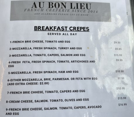 Menu photo 5 Au Bon Lieu Hershey, PA