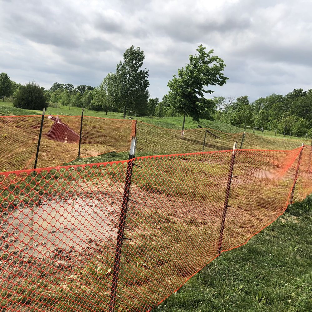 Heritage Trail Dog Park - Puddles are so large they've been blocked off - Dog Parks Near Me - Hilliard, Ohio