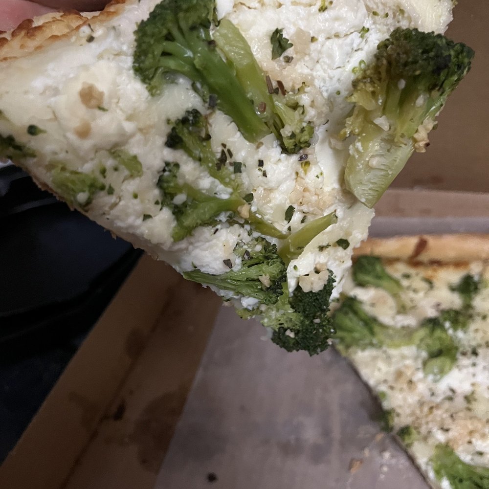 Lucky's Pizza - Uncooked blanched broccoli makes a watery soggy mess of pizza. absolutely grotesque! - Pizza Near Me - Surprise, Arizona Lucky's Pizza - Uncooked blanched broccoli makes a watery soggy mess of pizza. absolutely grotesque! - Pizza Near Me - Surprise, Arizona