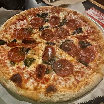 Rosalie's Pizza - Custom pizza: pepperoni, basil, hot honey - Italian Near Me - Bar Harbor, Maine