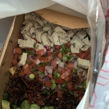 Bronze Cafe - The Bizness Salad with grilled chicken, pico de Gallo, bacon bits and avocado. Mixed in with their dressing. - Sandwiches Near Me - Las Vegas, Nevada