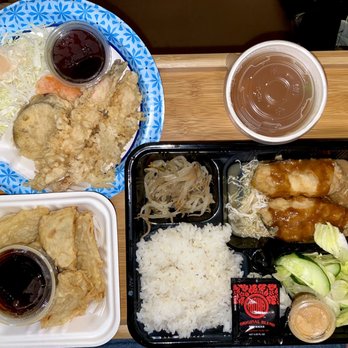 Kuni Restaurant - Takeout Butterfish and Shrimp Tempura Teishoku, Miso soup and Sweet Potato Vegetable Tempura. - Japanese Near Me - Waipahu, Hawaii