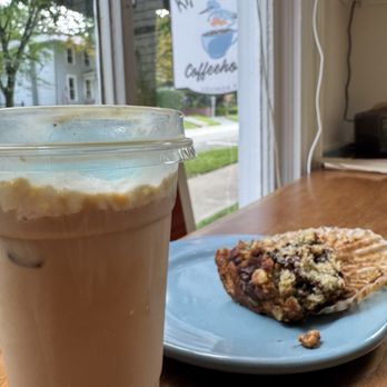 Kingfisher Coffeehouse - Blueberry iced latte and banana nut muffin (delicious) - Coffee & Tea Near Me - Ligonier, Pennsylvania Kingfisher Coffeehouse - Blueberry iced latte and banana nut muffin (delicious) - Coffee & Tea Near Me - Ligonier, Pennsylvania