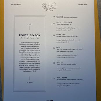 The Wolf's Tailor - The menu from our tasting - New American Near Me - Denver, Colorado The Wolf's Tailor - The menu from our tasting - New American Near Me - Denver, Colorado
