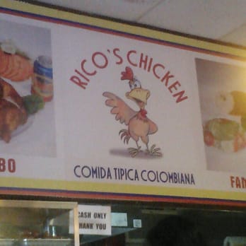 Rico's Chicken Colombian Restaurant - sign inside store - Colombian Near Me - Flushing, New York Rico's Chicken Colombian Restaurant - sign inside store - Colombian Near Me - Flushing, New York