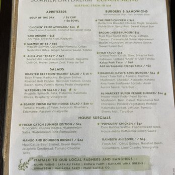 SixtyTwo MarcKet - 6/2/22 Menu - New American Near Me - Wailuku, Hawaii SixtyTwo MarcKet - 6/2/22 Menu - New American Near Me - Wailuku, Hawaii