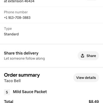 Taco Bell - I was charged $8.49 for 5 sauce packets after ordering!!! - Fast Food Near Me - Kansas City, Kansas